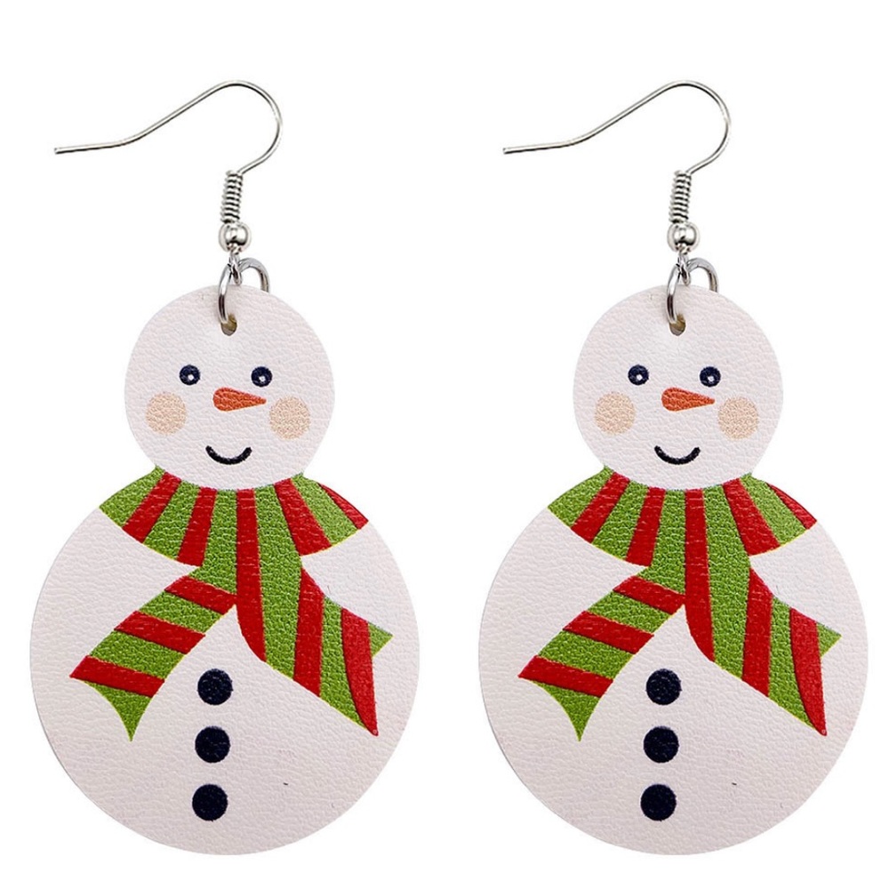 Snowman leather drop earrings